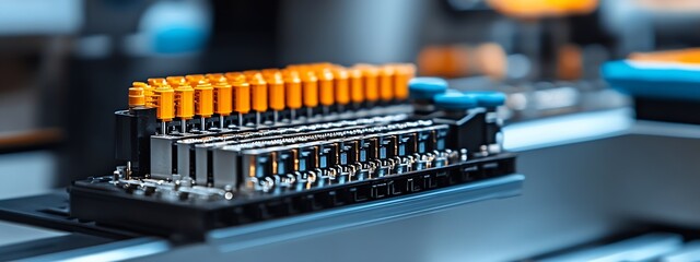 Poster - High-precision circuit components on modern industrial machinery with vibrant details : Generative AI