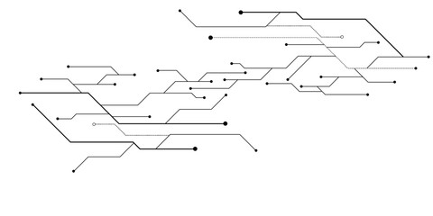 Poster - Vectors White Abstract geometric dots and lines connection circuit concept. Hi tech digital connect, communication, High technology concept.