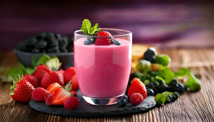 Wall Mural - Mixed Berry Smoothie- Capture the richness of mixed berries in a creamy smoothie.