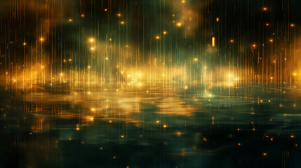 Fototapete - Tech-inspired background with luminous circuit patterns, flowing binary code, and pulsating digital nodes, radiating energy across a dark backdrop. futuristic technology wallpaper