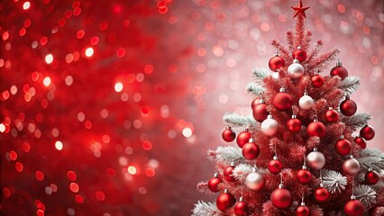 red Christmas tree with white ornaments