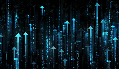 Poster - Digital background featuring blue arrows pointing upwards on the right