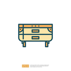 Poster - A simple, stylized illustration of a chest of drawers, designed in a minimalistic style, showcasing functionality and storage in home decor.