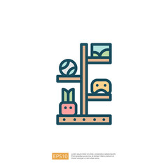 Poster - A minimalist shelf design featuring a basketball, a plant, and a smiling face, emphasizing a playful and organized aesthetic.