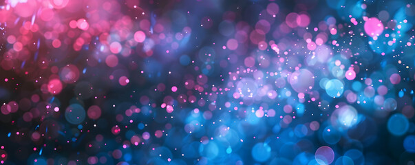 Poster - Abstract background with a glowing digital network, blue and pink lights on a dark black backdrop