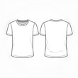 © MOST - T-shirt Front and Back View Template, Minimalist T-Shirt Outline, Blank T-Shirt Sketch, Basic Apparel Technical Drawing, Simple Shirt Design Layout.