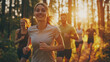 © Paul Peery - Joyful Runners In Morning Light On Forest Trail