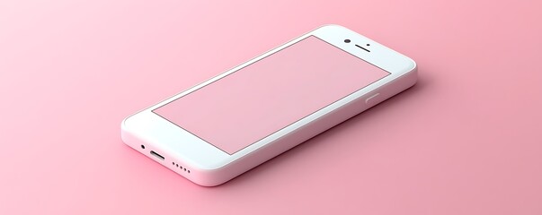 Poster - A minimalist pink smartphone on a soft pink background, showcasing modern technology design.