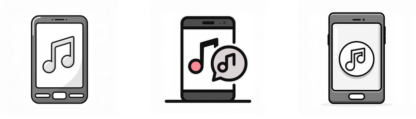 Poster - Three different icons depict a smartphone displaying a music note.