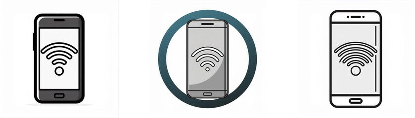Poster - Three different styles of a smartphone with wifi signal icon.