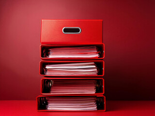 red folders on red background