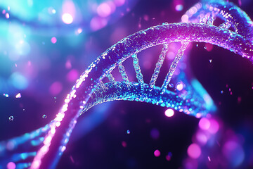 Poster - A vibrant DNA helix shimmers in a dreamy setting, sparking curiosity and wonder