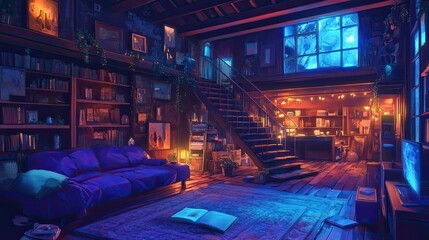 lofi magic fantasy world interior