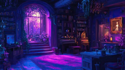 lofi magic fantasy world interior