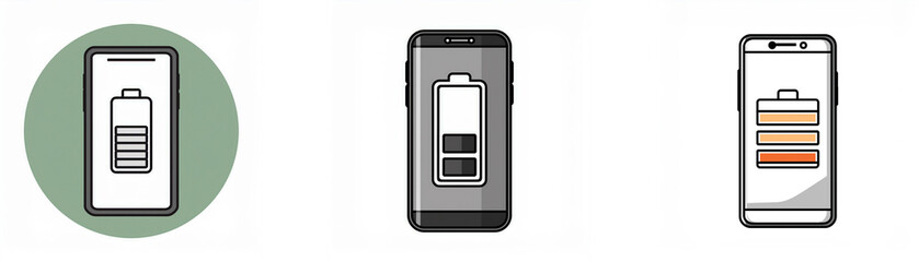Poster - Three smartphone icons showing different battery levels.