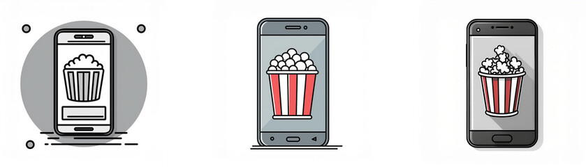Leinwandbilder - Three smartphones with different designs displaying popcorn.