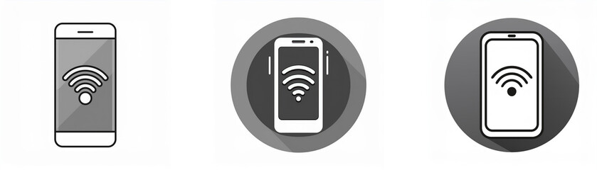 Poster - Three different styles of a phone with a wifi signal icon.