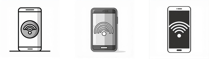 Poster - Three smartphones showing a wifi symbol on the screen.