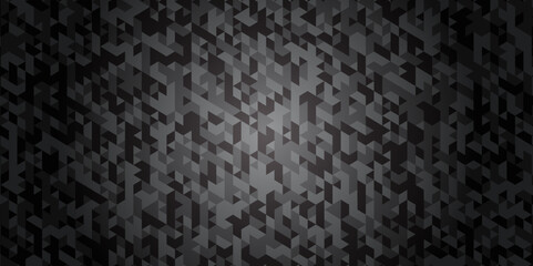 Abstract geometric black and gray background seamless mosaic diamond low polygon triangle texture wallpaper. Triangle shape retro wall grid pattern geometric ornament tile vector square element.