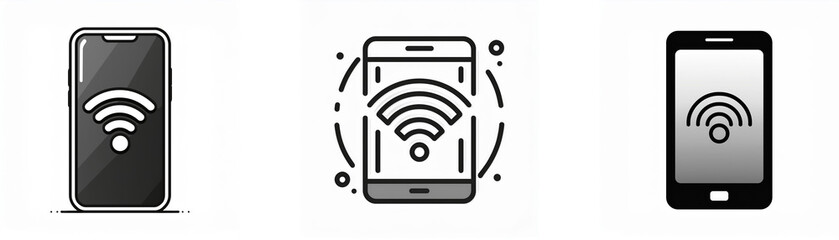 Poster - Three simple black and white smartphone icons, each displaying a wifi signal.