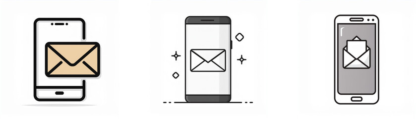 Poster - Three simple illustrations of a smartphone with an email icon on the screen.