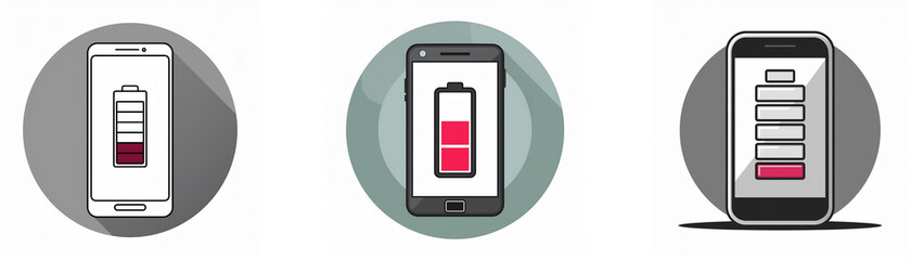 Poster - Three cell phone icons displaying various levels of battery life.