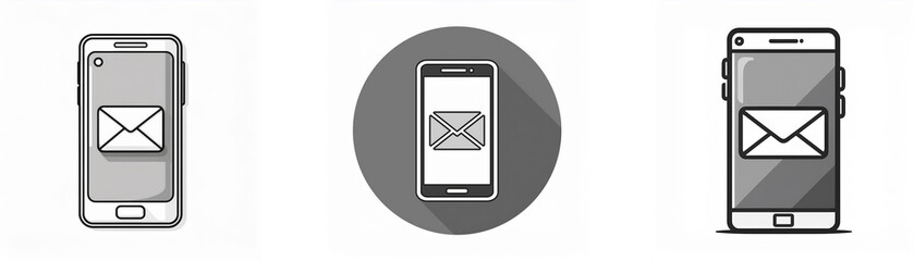 Poster - Three smartphone icons showing an envelope on the screen.
