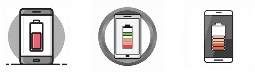 Poster - Three smartphone icons with different battery levels.