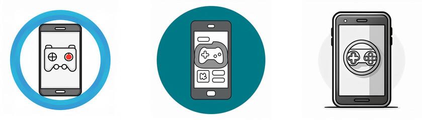 Aufkleber - Three smartphone icons with game controller imagery.