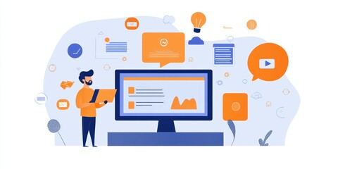 Poster - Content Marketer Engages Audience by Crafting Valuable Blog Content to Attract and Retain Customers with Insightful Information
