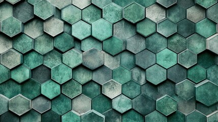 Poster - An overhead shot of a hexagonal pattern made up of various textures, including smooth, glossy,