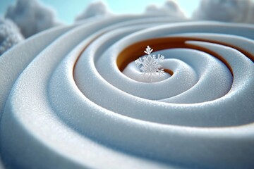 2D illustration of swirling snowflakes and wind in a blizzard on a white background, capturing the intense motion of winter storms in a simple style, symbolizing movement and clarity