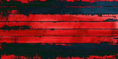 Poster - A red and black striped wooden background with splatters of red paint