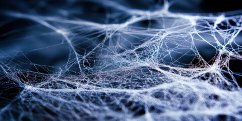 A spider web with a blue background