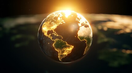 Wall Mural - golden earth with city lights plain textured background for web design and copy