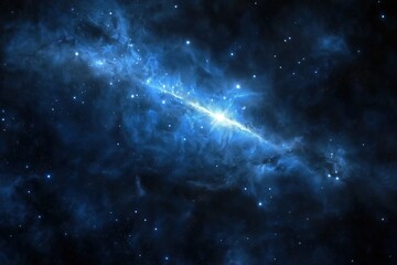 Aufkleber - Majestic blue galaxy with vibrant stars and cosmic clouds in night space sky