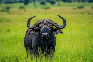 Pumba - animal running in the savannah with tail up. Beautiful simple AI generated image