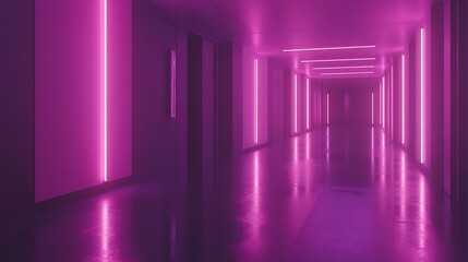 Poster - Pink Neon Lights in a Hallway Soft Pastel Background for Graphic Design Templates