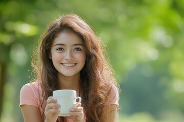 A beautiful girl in a flannel shirt, jeans, and white t-shirt smiles in front of a wooden wall. Beautiful simple AI generated image