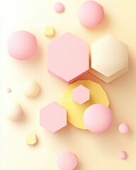 Poster - Abstract shapes in pastel colors on a light background.