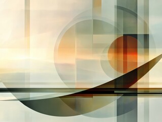 Poster - Abstract shape composition with soft colors and transparency effects.