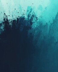 Poster - Abstract splashes of blue and black paint creating a dynamic and vibrant background.