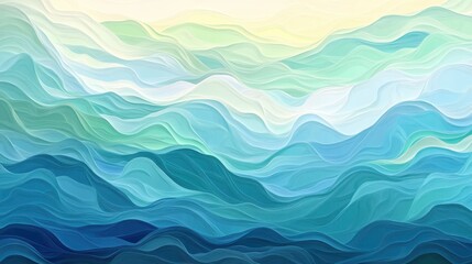 Poster - Abstract waves in blue and green with a soft gradient effect.