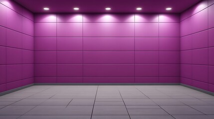 Poster - Empty room with purple walls and tile floor Clean Blank Canvas with Empty Space for Designs