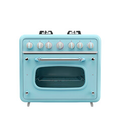 Pastel blue modern countertop oven isolated on a transparent background.