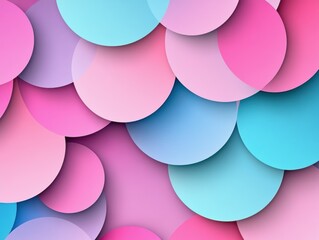 Poster - Colorful overlapping circles in shades of pink and blue, vibrant abstract background.