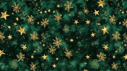 Wall Mural - Dark Green and Gold Star Background Design