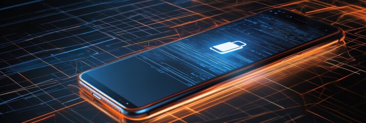 Poster - A smartphone features a lock icon on the screen, placed on a glowing grid background, suggesting a focus on security or privacy. Generative AI