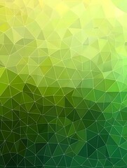 Poster - An abstract geometric pattern in various shades of green, creating a vibrant and calming visual effect with a blend of light and dark triangles.