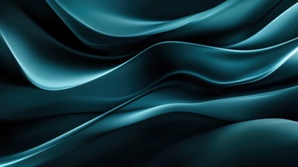 Poster - Smooth flowing waves in deep teal tones, ideal for backgrounds and design elements.